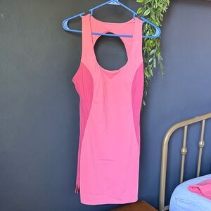 Halara Two Toned Pink Tennis Dress with Shorts and Built in Bra